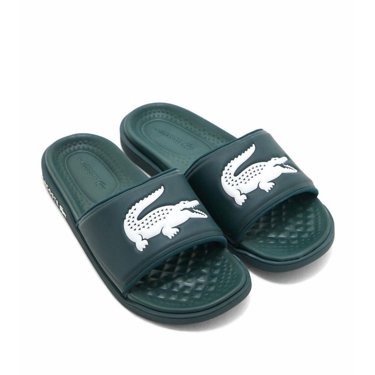 Mens Lacoste Croco Dualiste Slides Cushioned Slip On Sandals Green