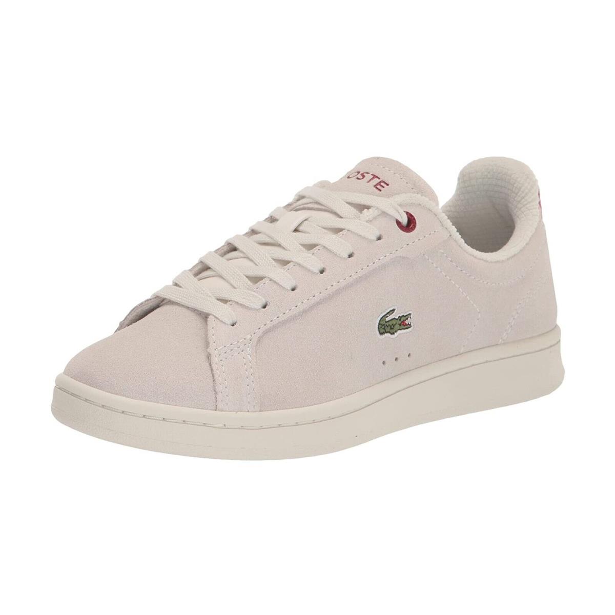 Lacoste Women`s Carnaby Pro 123 3 Sfa Suede Shoes Sneakers - Off White/burgundy