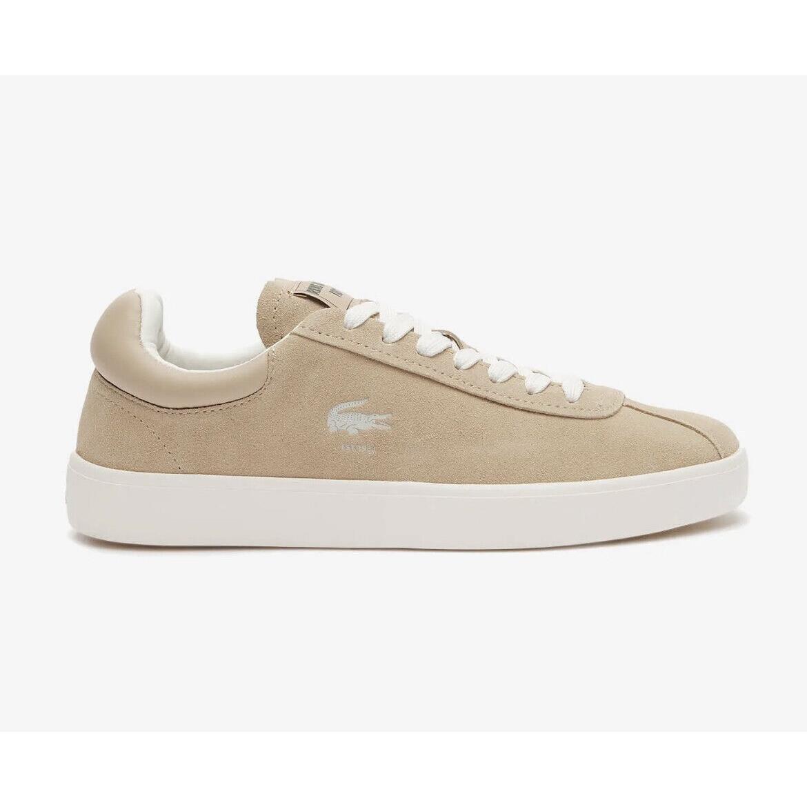 Lacoste Men`s Baseshot 124 Suede Sneakers Light Brown Off White