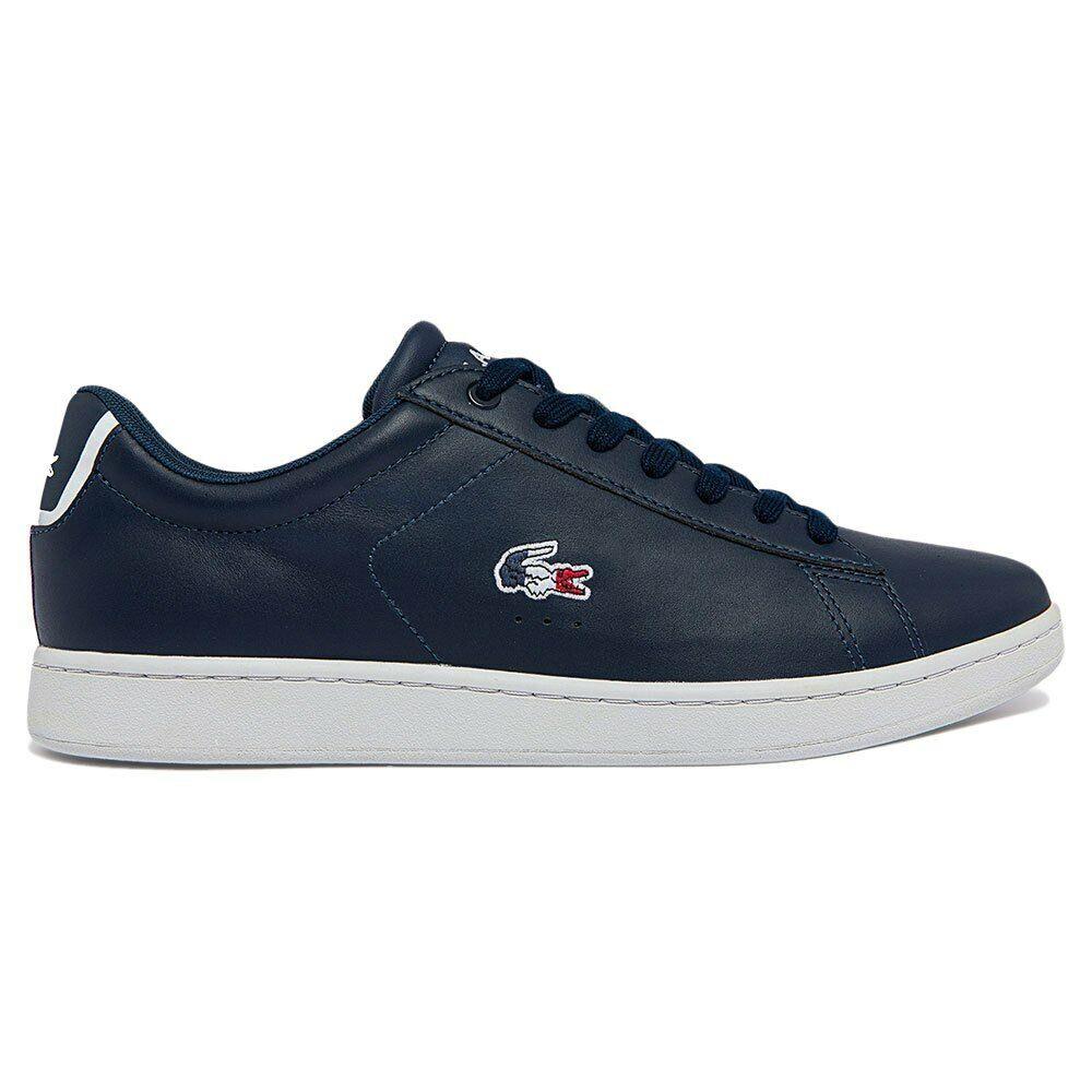 Men Lacoste Carnaby Evo Leather Sneaker 7-43SMA002121B Navy Red White