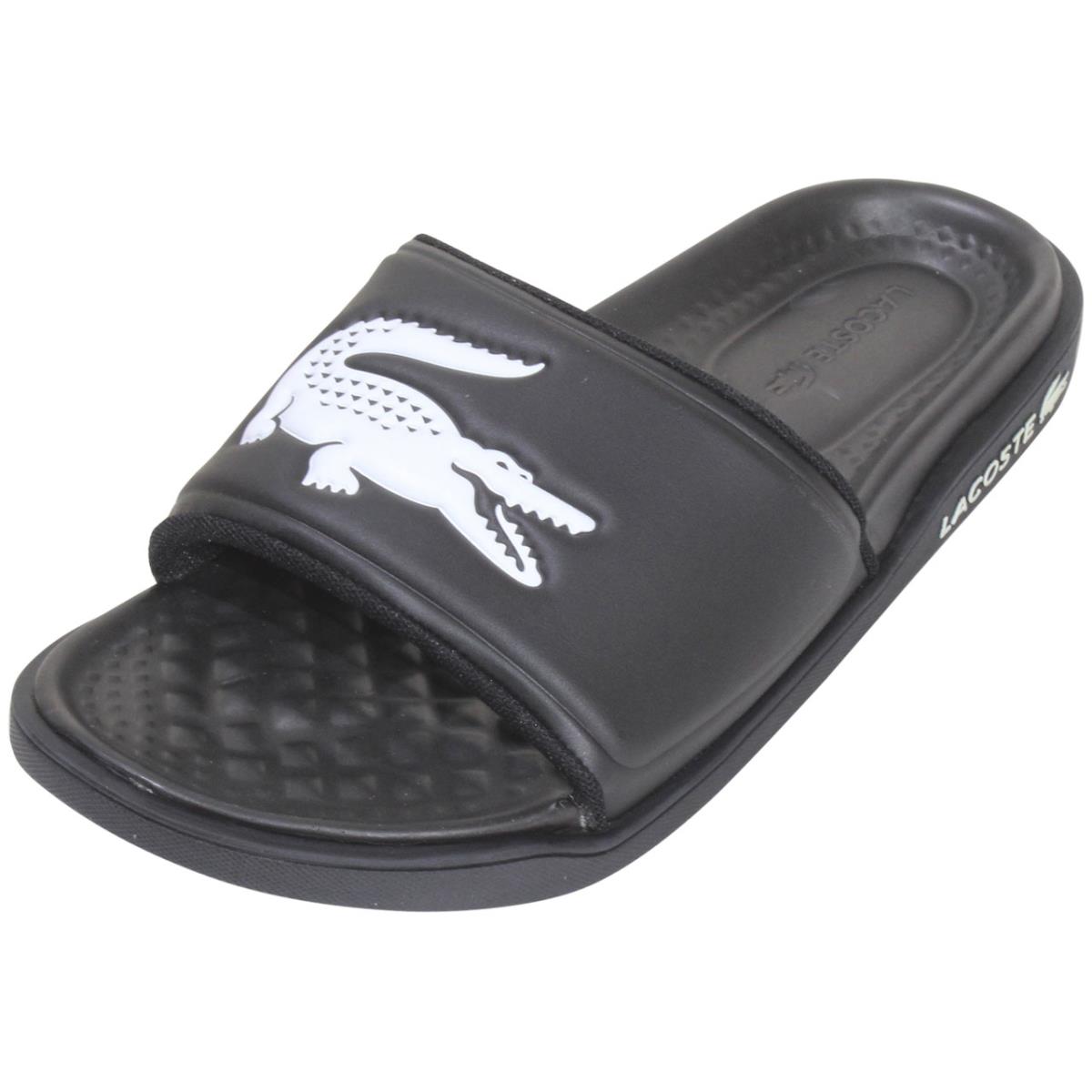 Lacoste Men`s Croco-Dualiste-0922-1 Slide Sandals Shoes Black/white