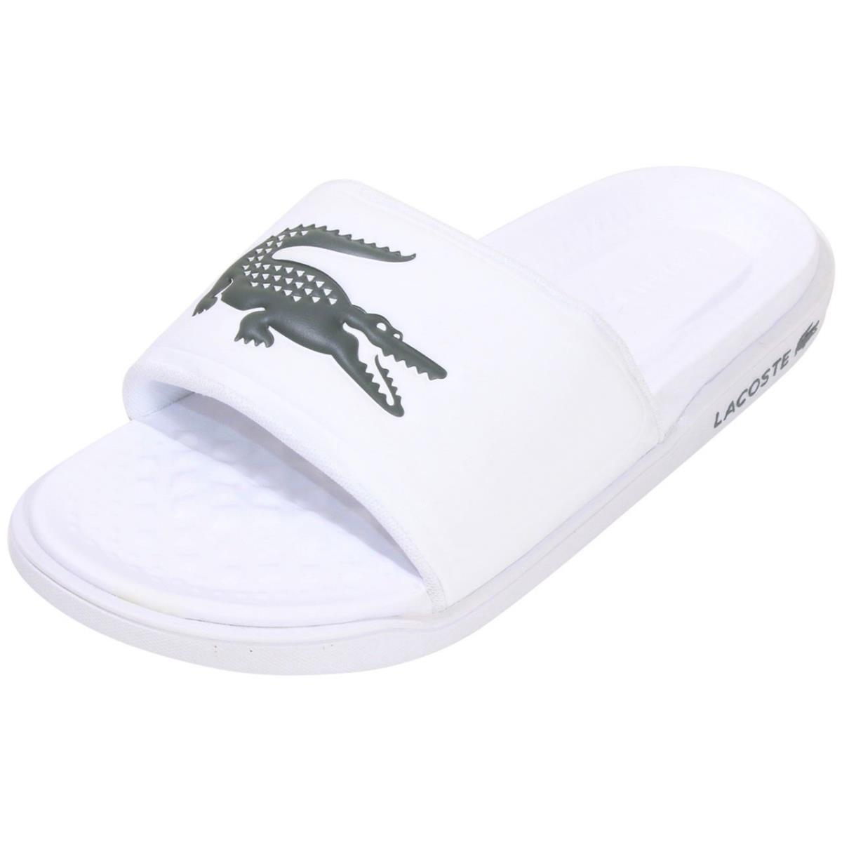 Lacoste Men`s Croco-Dualiste-0922-1 Slide Sandals Shoes White/dark Green