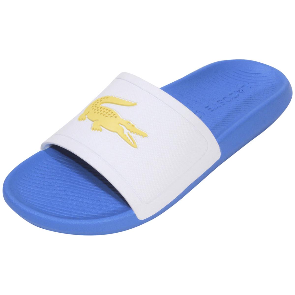 Lacoste Men`s Croco-Slide-0922 Slides Sandals Shoes Blue/yellow