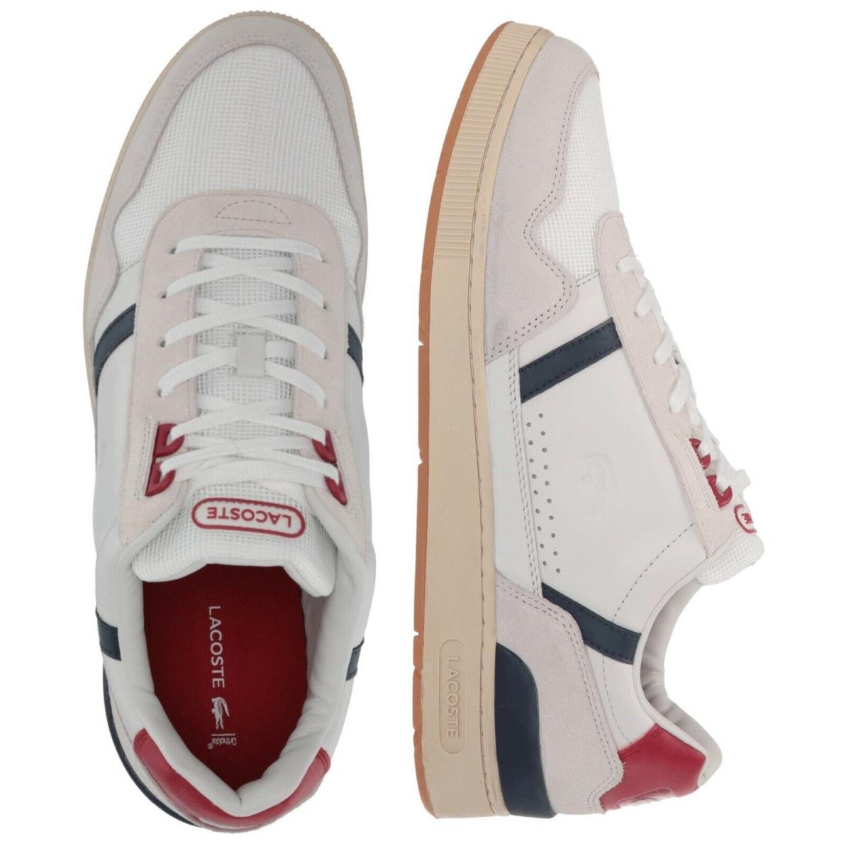 Lacoste Men Shoes T - Clip 120 White Navy Red Leather Casual Sneakers