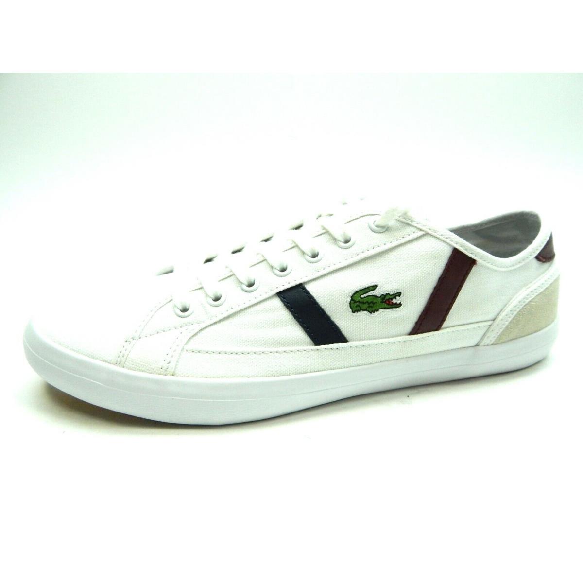 Lacoste Sideline White Dark Red Navy Canvas Men Shoes Size 12