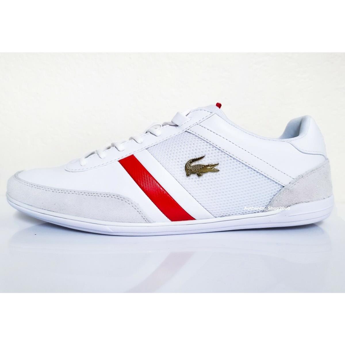 Lacoste Giron 0721 1 Men`s Casual Leather Fashion Shoes Sneakers White Red