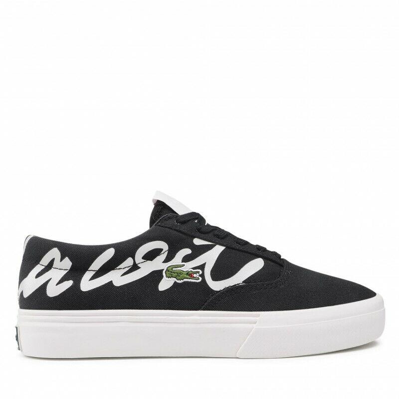 Mens Lacoste Jump Serve Lace Multicolor Logo Canvas Sneaker Black