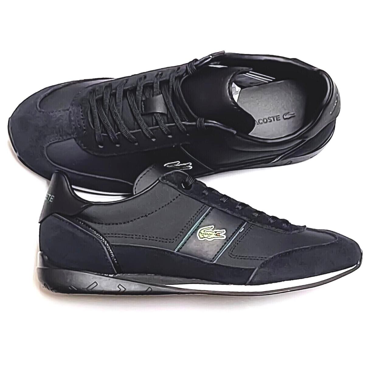 Lacoste Men`s Shoes Angular 222 2 Black Textile Leather Casual Sneakers