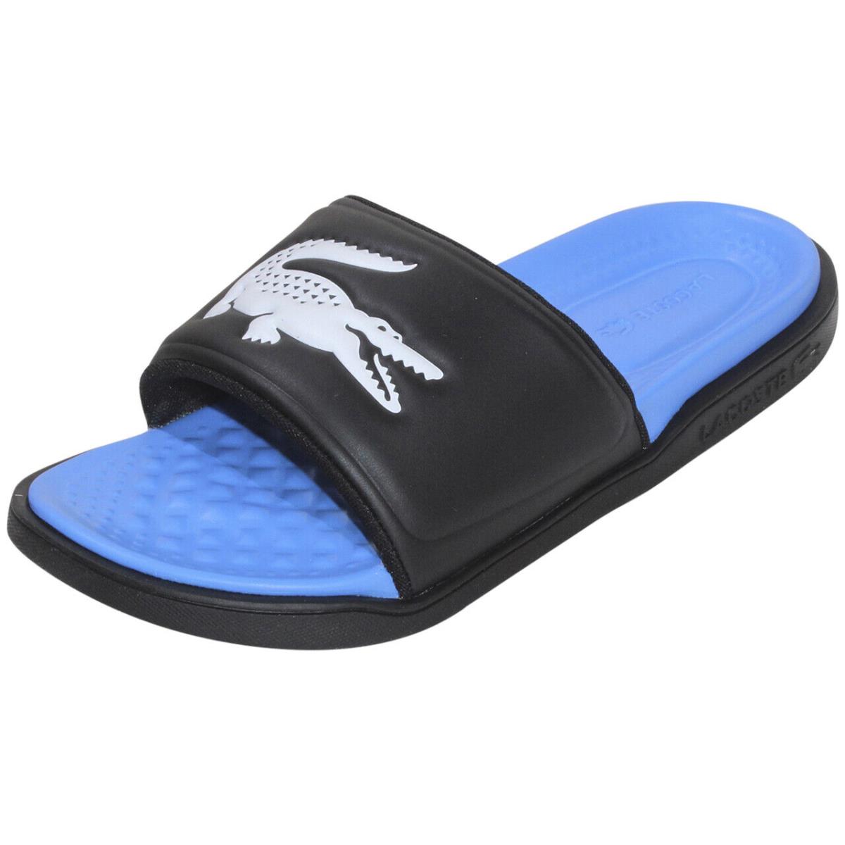 Lacoste Men`s Croco-Dualiste-222 Slide Sandals Shoes Light Blue/black