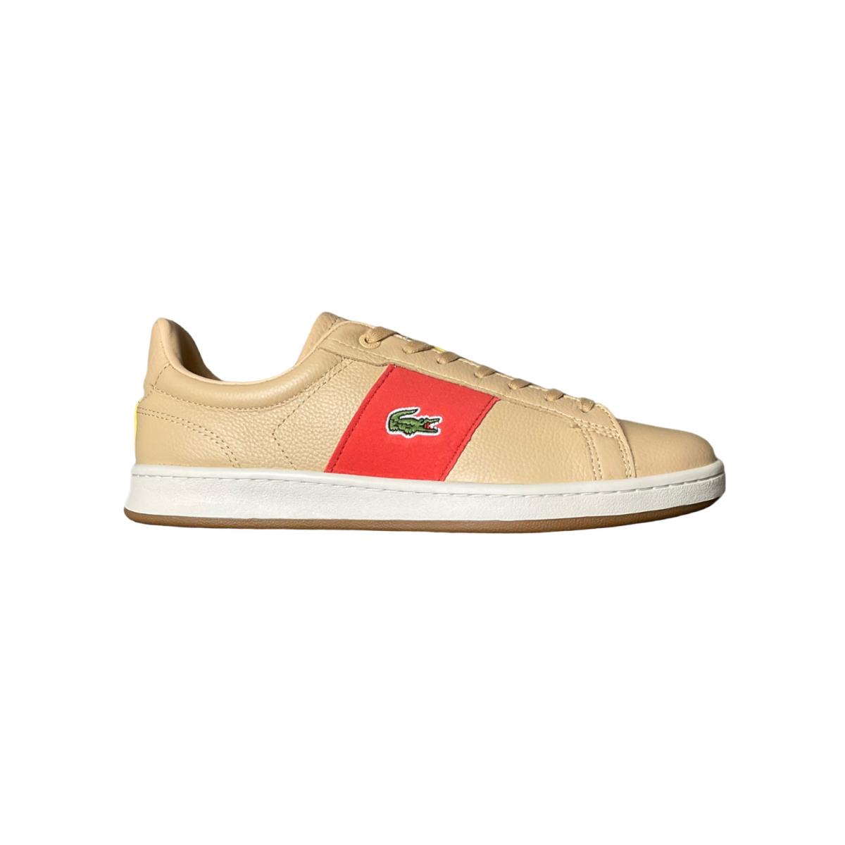 Mens Lacoste Carnaby Pro Cgr 123 Sneakers - Natural/red Size 8M US