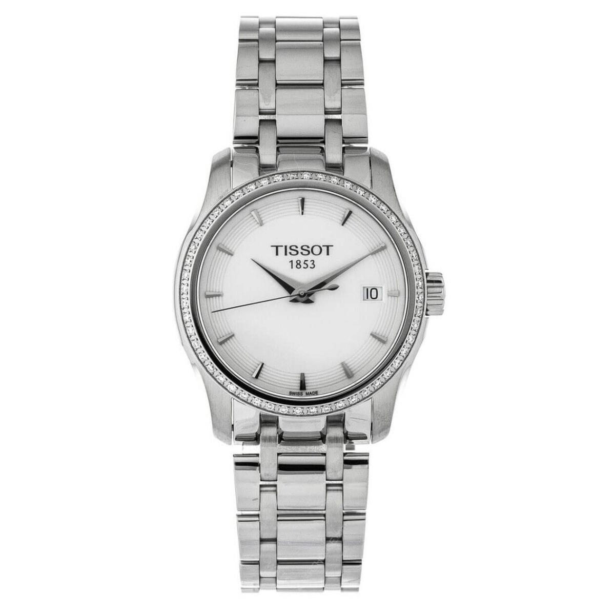 Tissot T-classic SS Couturier Diamond Women`s Watch T035.210.61.011.00 - Dial: White, Band: Silver, Bezel: Silver / White Diamonds