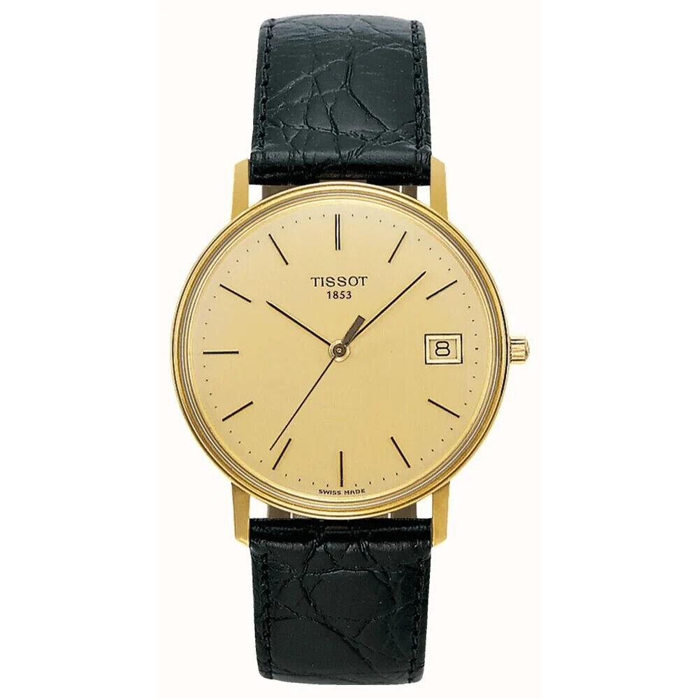 Tissot Goldrun Sapphire 18K Solid Gold Dial Leather Strap Swiss Date Watch