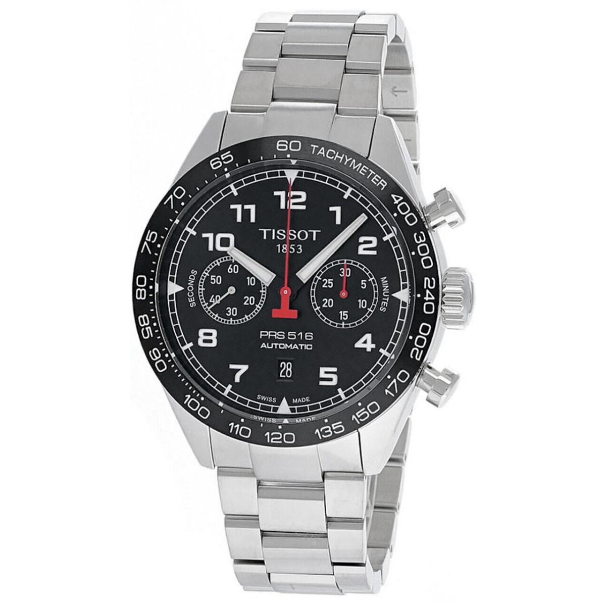 Tissot Prs 516 45MM Auto Chrono SS Black Dial Men`s Watch T131.627.11.052.00