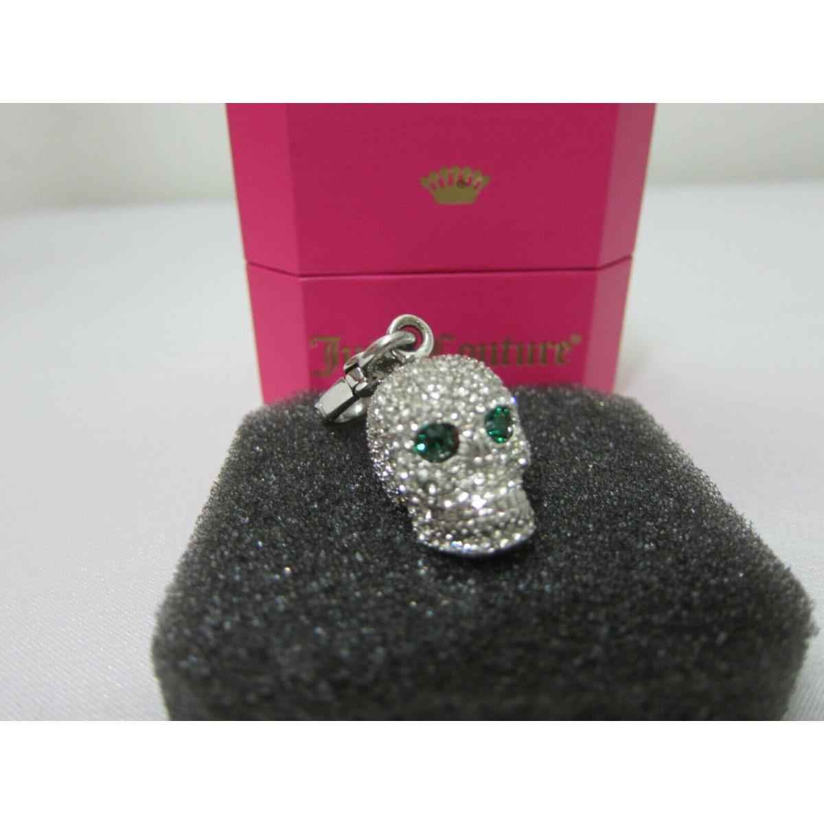 Juicy Couture 3D Pave Skull Green Eyes Halloween Bracelet Charm