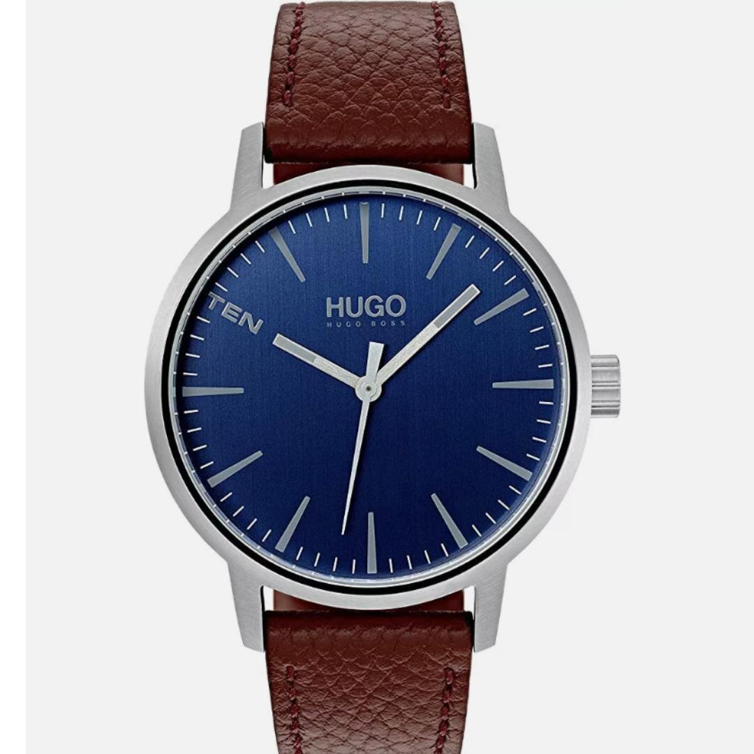 Hugo Boss 1530076 Stand Men`s Blue Dial Brown Leather Strap 42mm Watch