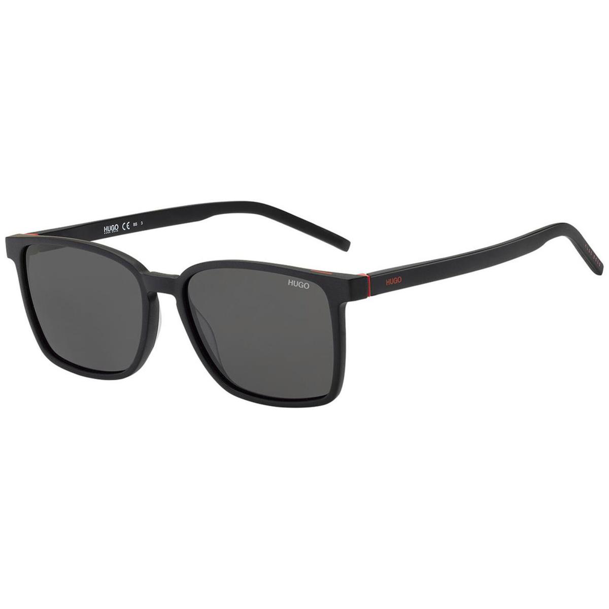 Hugo By Hugo Boss Men`s Matte Black Square Classic Sunglasses - HG1128S 0003 IR - Frame: Matte Black, Lens: Gray