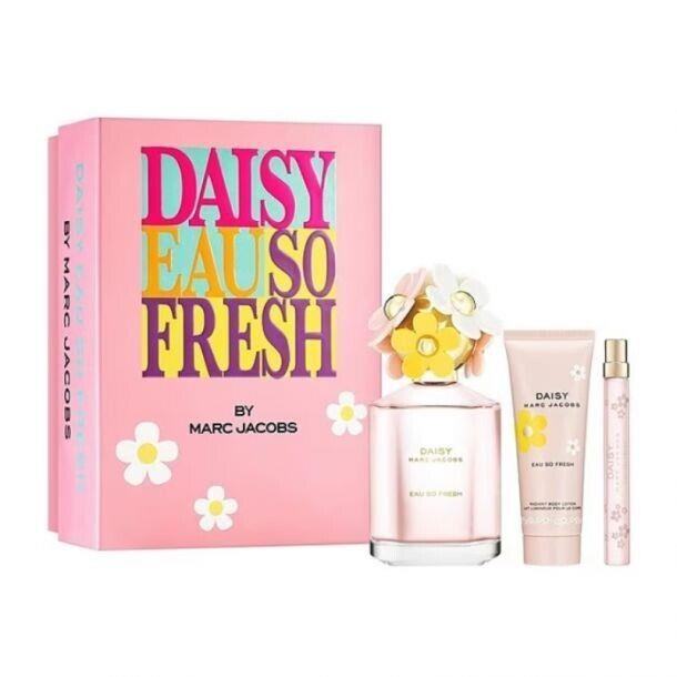 Marc Jacobs Daisy Eau So Fresh 3pc 4.2oz Edt 2.5oz Lotion 0.33oz Mini Spray