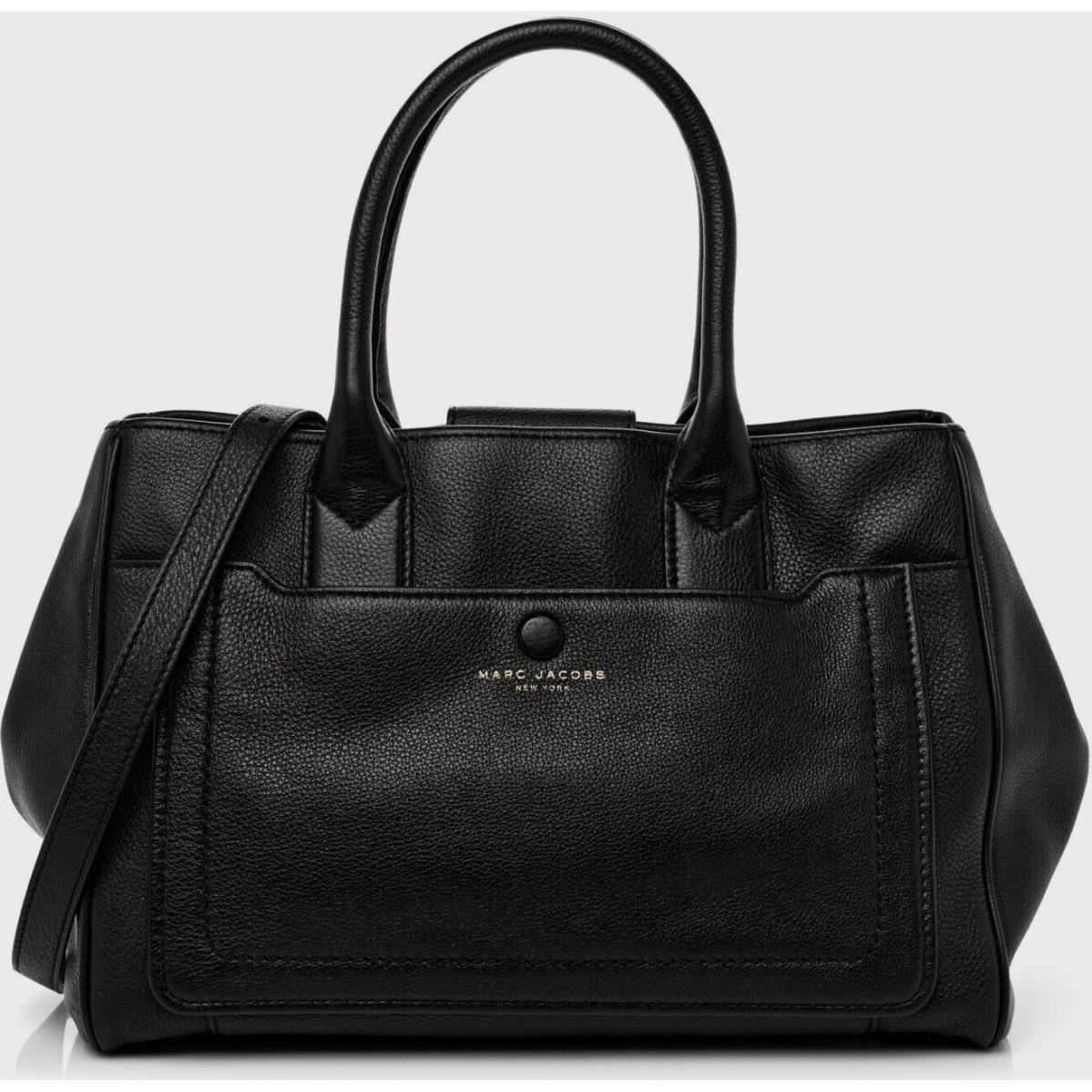 Marc Jacobs Empire City Black Leather Front Pocket Tote Shoulder Bag