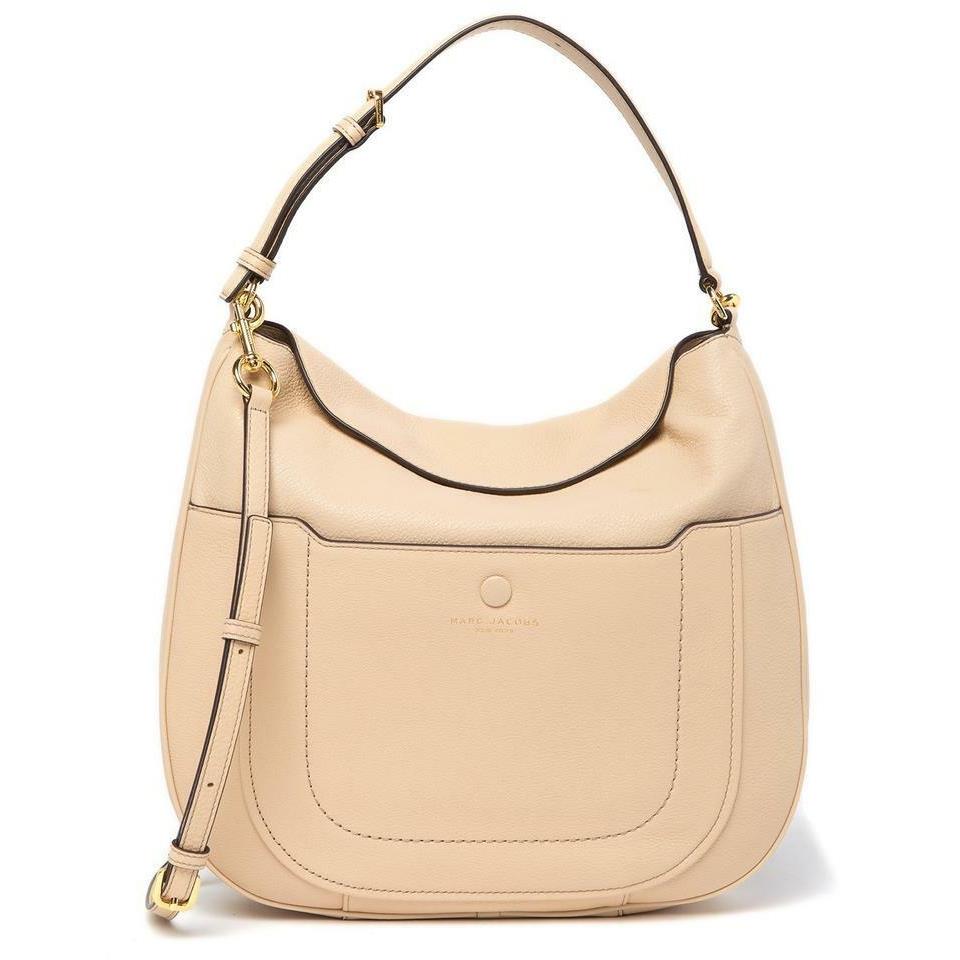 Marc Jacobs Hobo Empire City Buff Pebbled Leather Shoulder Bag Beige