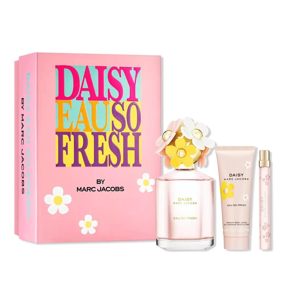 Marc Jacobs Daisy Eau So Fresh 3pc 4.2oz Edt + 2.5oz Lotion + .33oz Travel Spray