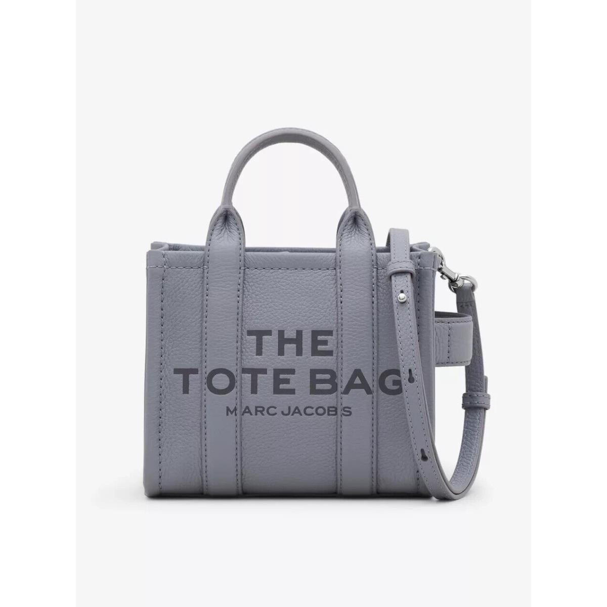 Marc Jacobs B6736 The Mini Tote Wolf Grey The Leather Crossbody Tote Bag