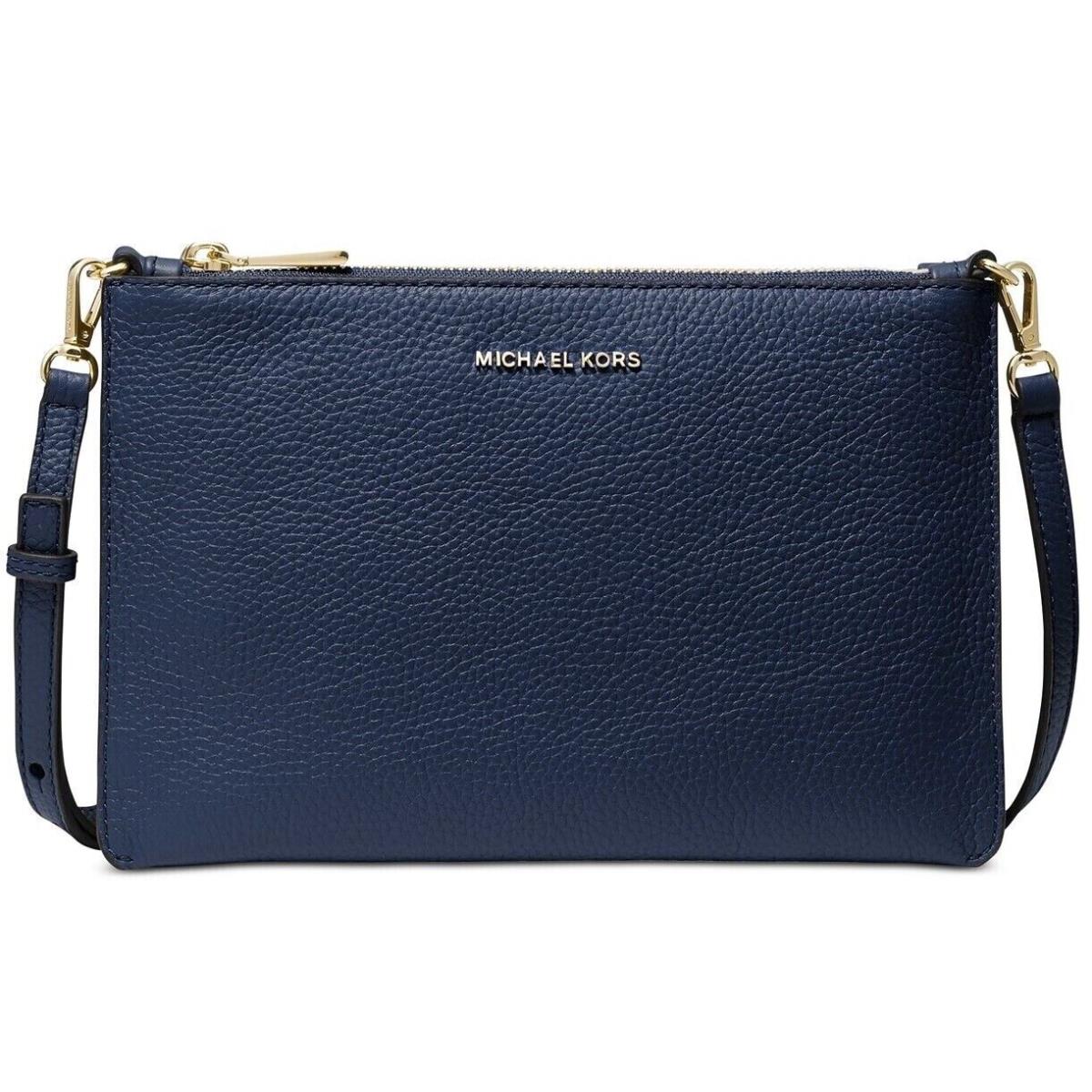 Michael Kors Leather Double Pouch Crossbody 38F1GJ6C7L / 38F1GJ6C7B / 38H1LJ6C7L Dark Denim