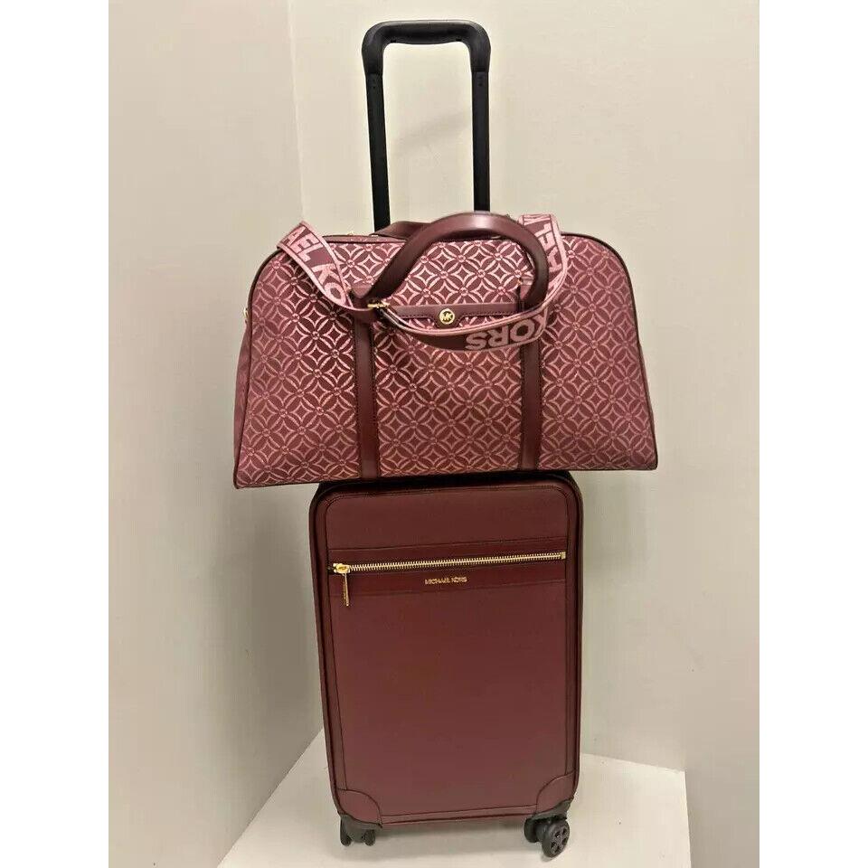 Michael Kors Small Trolley Suitcase Bag + XL Duffle Bag For Travel Trip Getaway