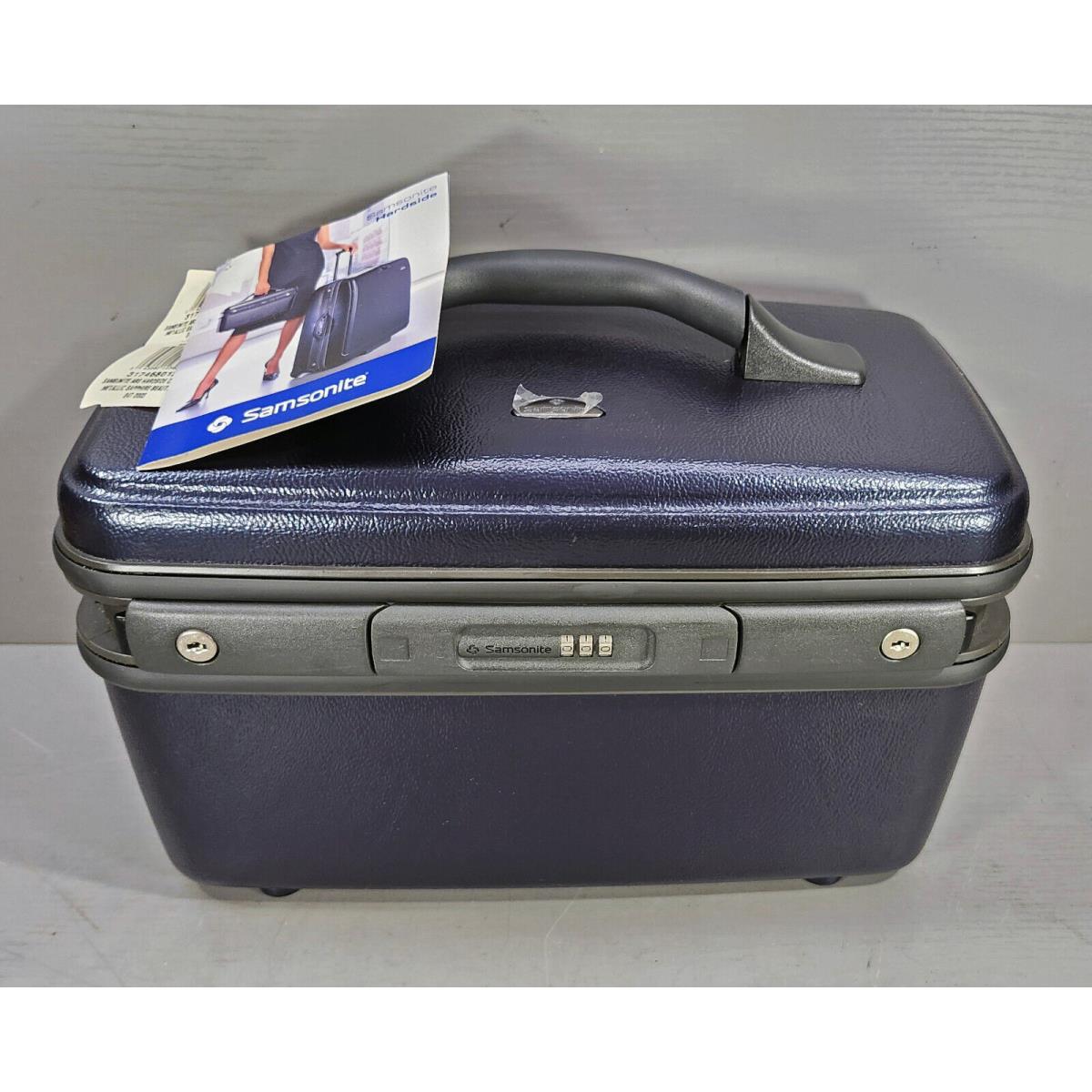 Samsonite Abs Hardside Metallic Sapphire Travel Beauty Makeup Case w/ Keys