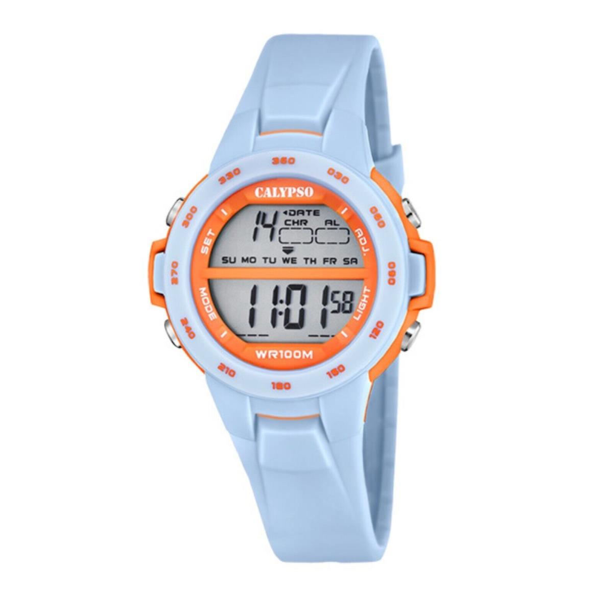 Festina Calypso Kids Digital Watch Alarm Light Up Chrono Alarm Light - K5850 Baby Blue