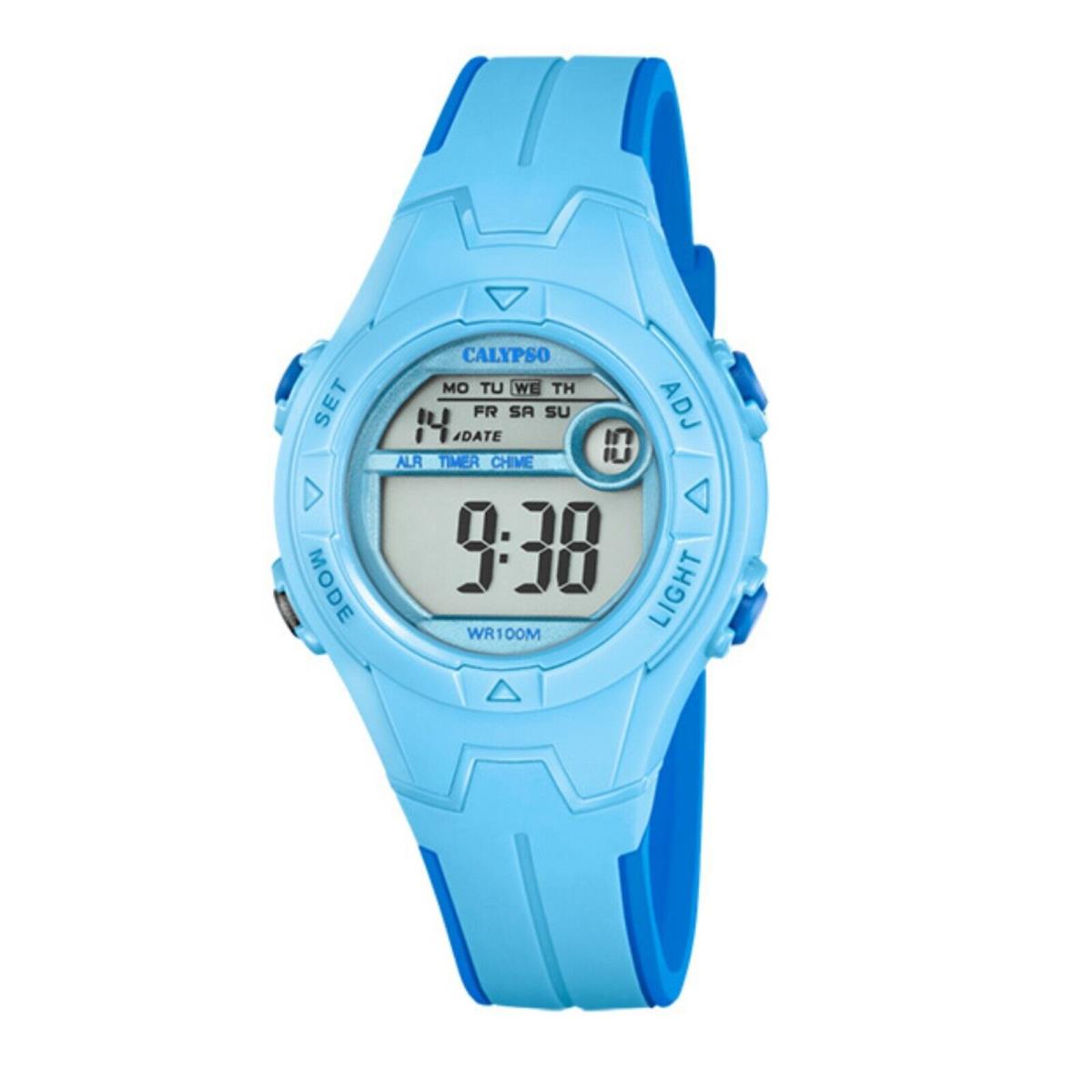 Festina Calypso Kids Digital Watch Round Alarm Light Up Chrono Alarm Light - K5849 Baby Blue