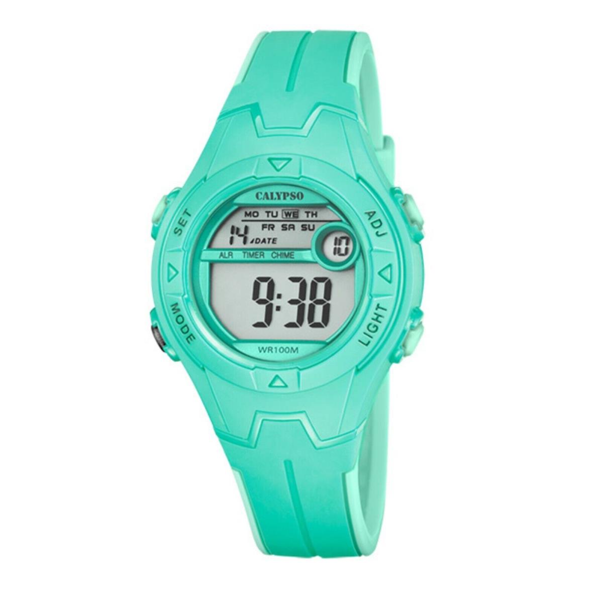 Festina Calypso Kids Digital Watch Round Alarm Light Up Chrono Alarm Light - K5849 MInt Green