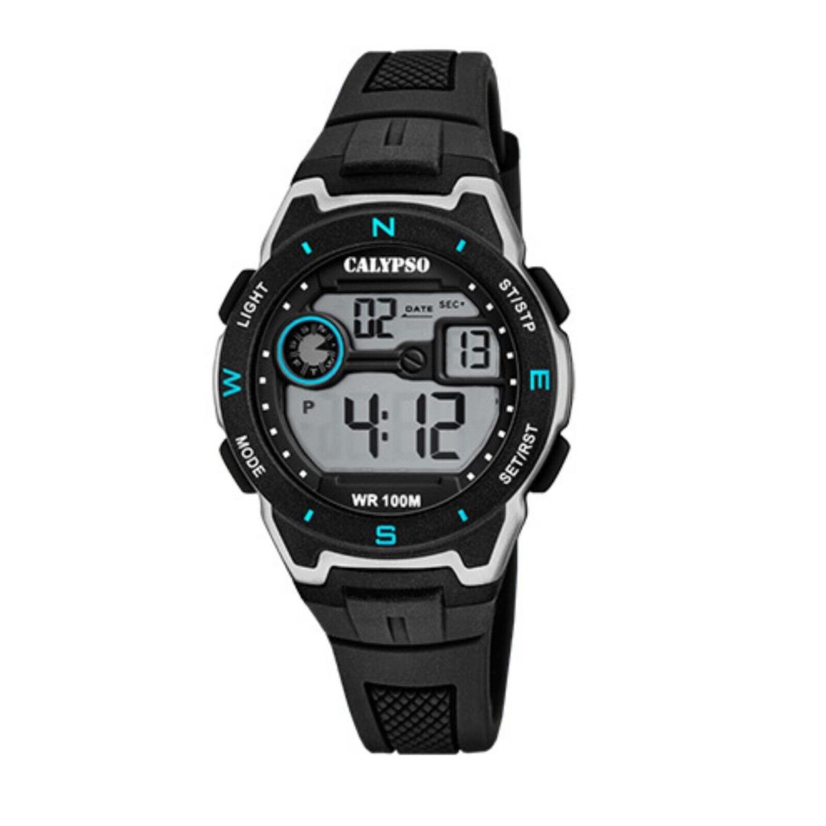 Calypso 35mm Boys Digital Watch Date Timer Chrono Alarm Light - K5853 Black by Festina