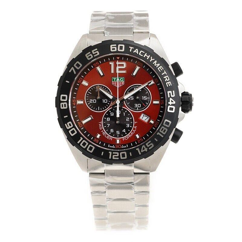 Tag Heuer Formula 1 Quartz Red Dial Steel 43 mm Men`s Watch CAZ101AN.BA0842 - Dial: Red, Band: Silver, Bezel: Black