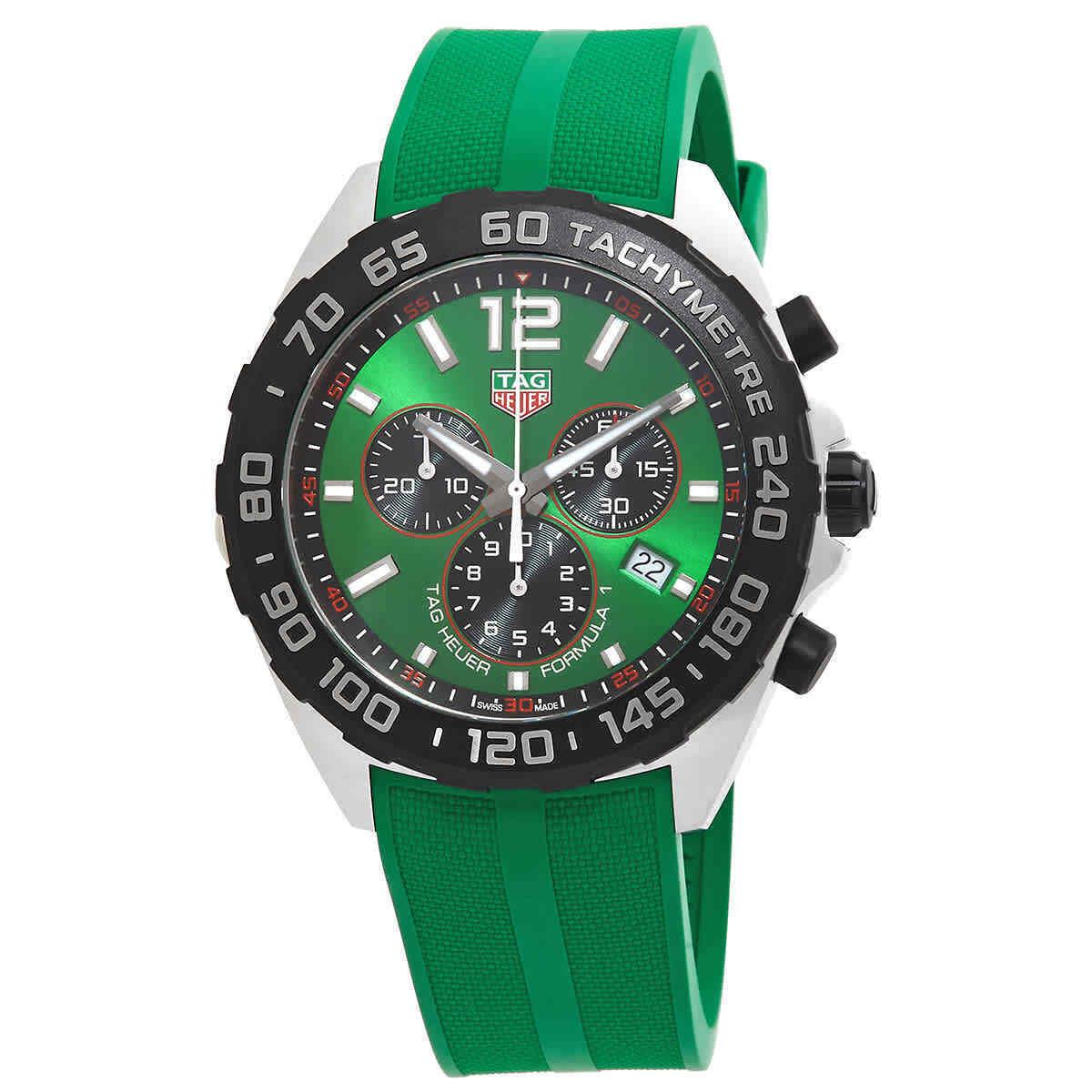 Tag Heuer Formula 1 Chronograph Quartz Green Dial Men`s Watch CAZ101AP.FT8056