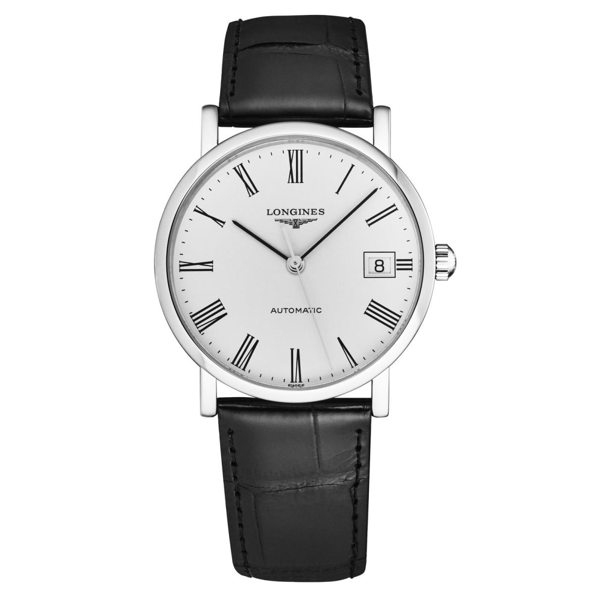 Longines Women`s `elegant` White Dial Black Strap Automatic Watch L4.809.4.11.2