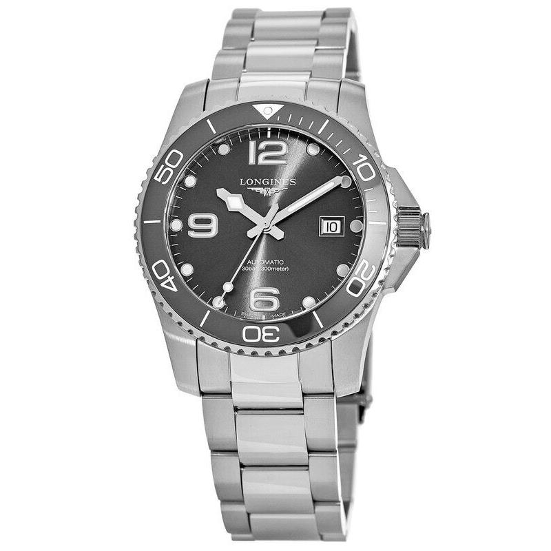 Longines Hydroconquest Automatic 41mm Grey Dial Men`s Watch L3.781.4.76.6 - Face: Grey, Dial: Grey, Band: Silver