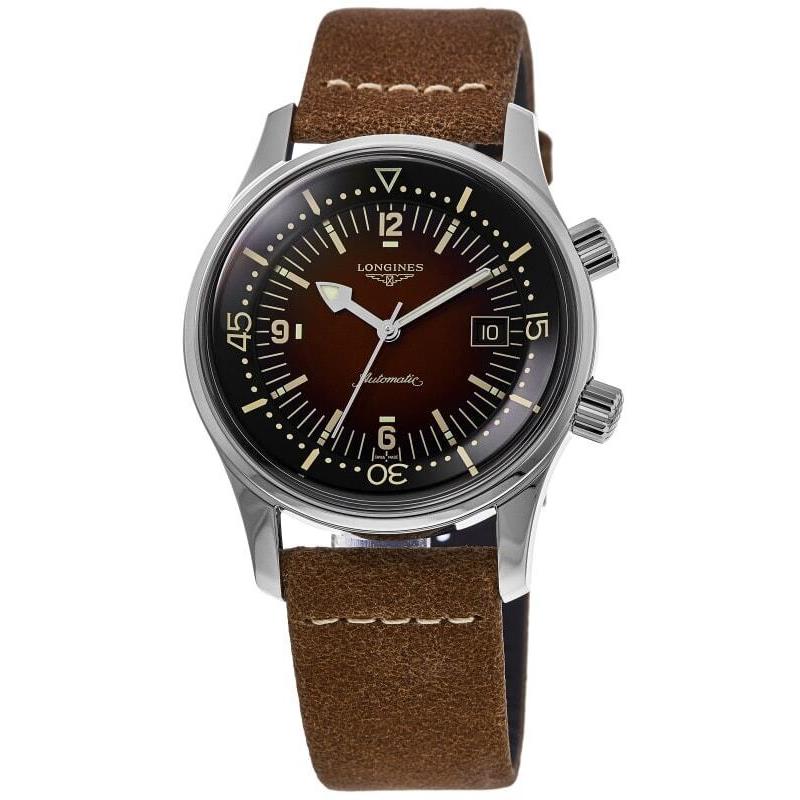 Longines Legend Diver Automatic Brown Dial Men`s Watch L3.774.4.60.2 - Face: Brown, Dial: Brown, Band: Brown