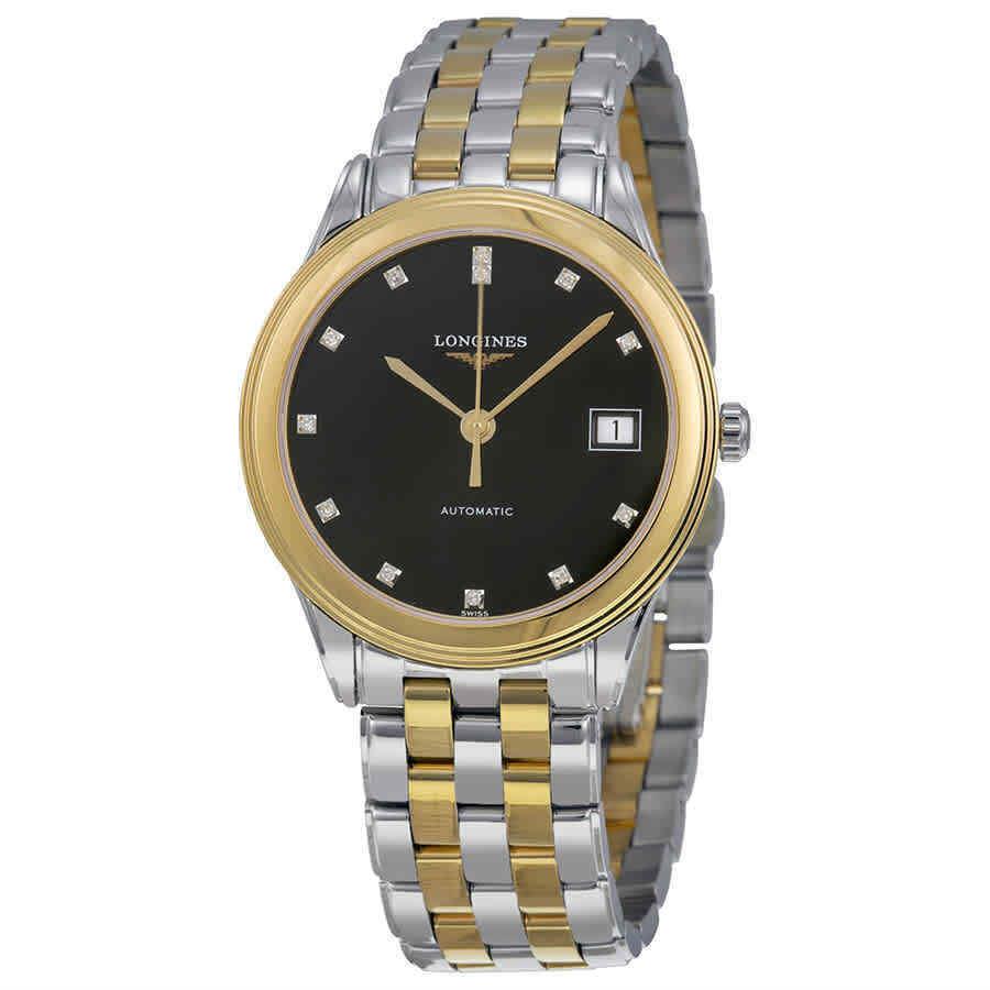 Longines Flagship Men`s Black Watch - L4.774.3.57.7 - Dial: Black, Band: Silver, Gold, Bezel: Gold