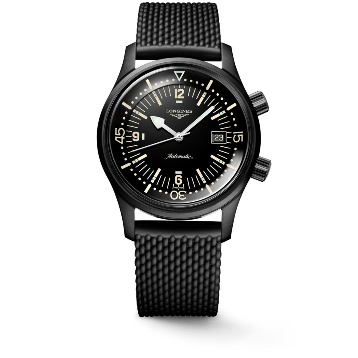 Longines Legend Diver Automatic All Black Men`s 42mm Watch L3.774.2.50.9