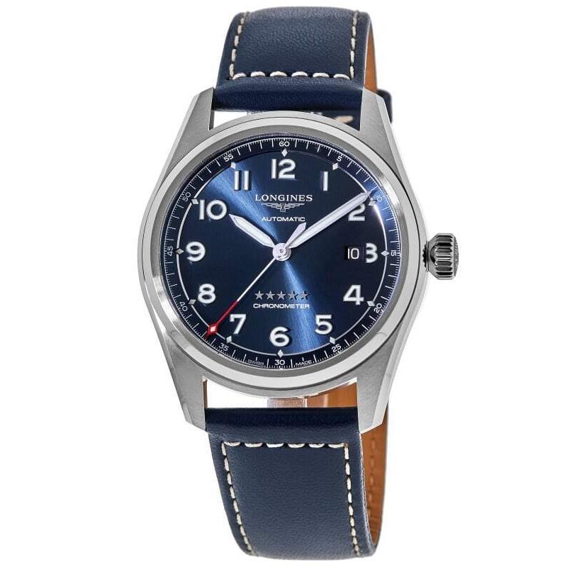 Longines Spirit Automatic Blue Dial Leather Strap Men`s Watch L3.810.4.93.0