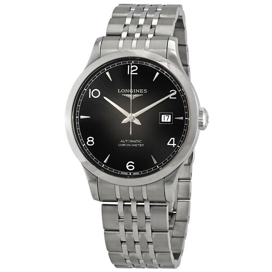 Longines Record Automatic Cosc Steel Black Dial Date Mens Watch L2.821.4.56.6 - Dial: Black, Band: Silver, Bezel: Silver