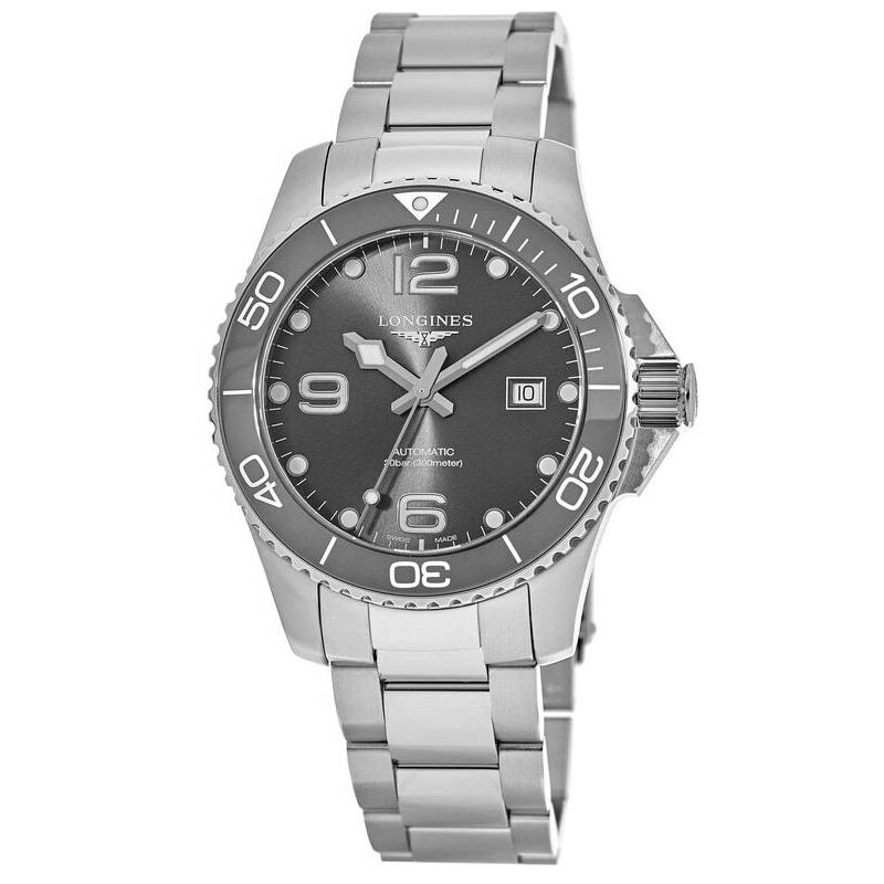 Longines Hydroconquest Automatic Ceramic Bezel Men`s Watch L3.782.4.76.6 - Face: Grey, Dial: Grey, Band: Silver