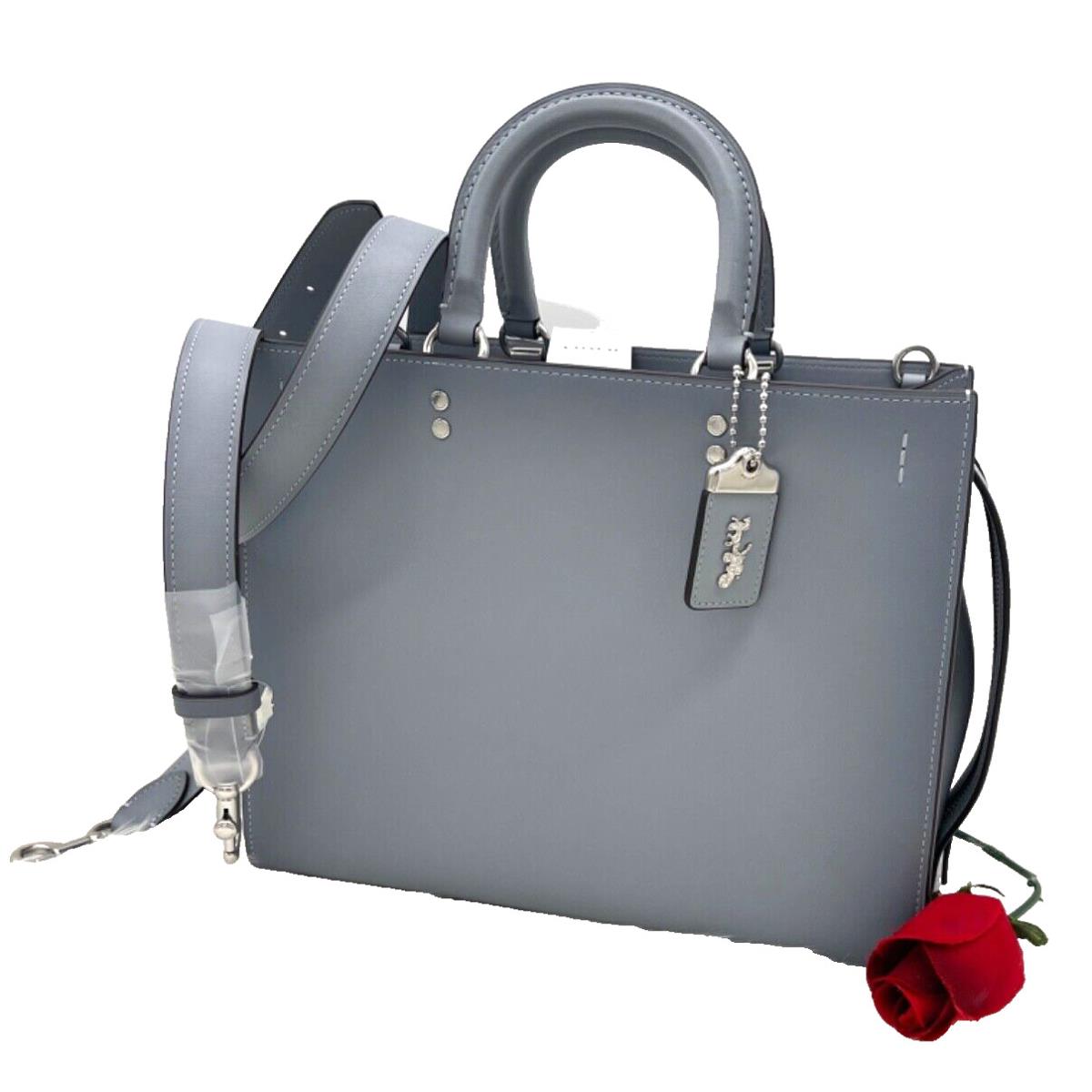 Coach Rogue Glovetanned Leather Top Handle Satchel In Grey Blue