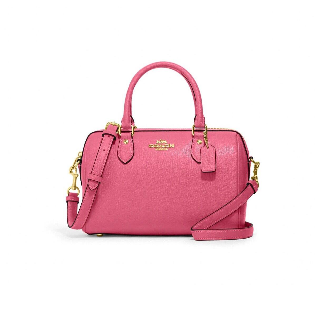 Coach Women`s Crossgrain Leather Rowan Satchel Crossbody Petunia Pink CH282