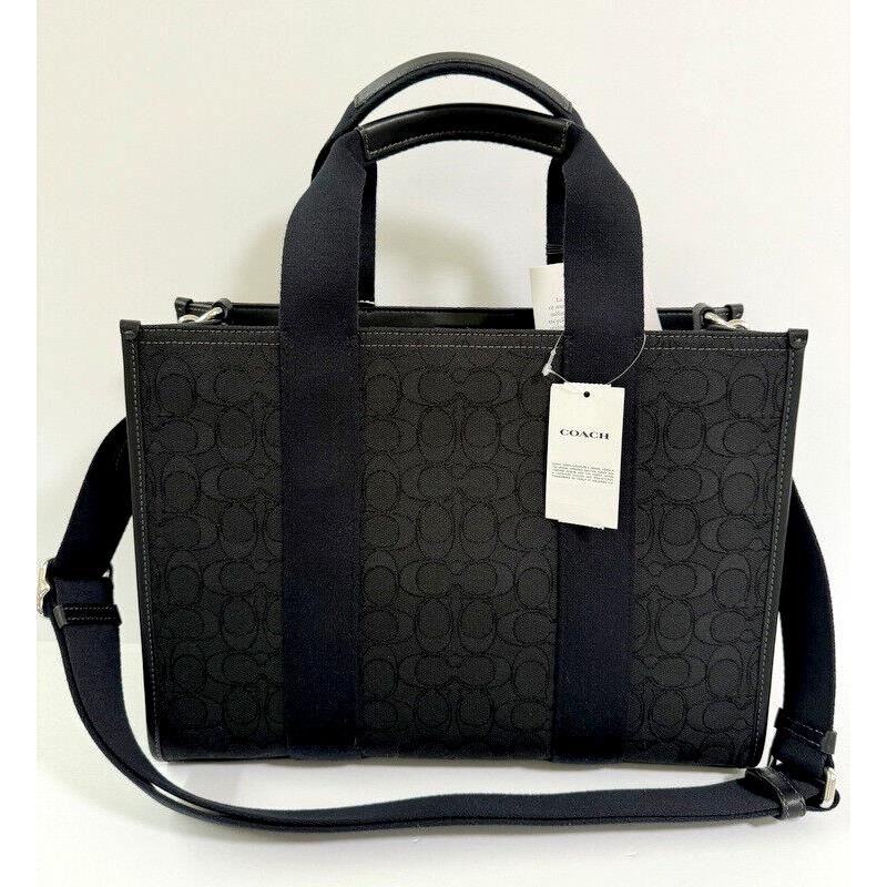 Coach Smith Signature Jacquard Leather Tote Bag Black