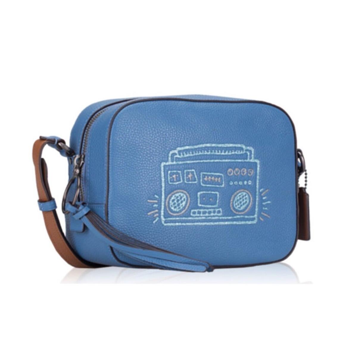 Coach X Keith Haring F28664 Leather Blue Boom Box Camera Bag