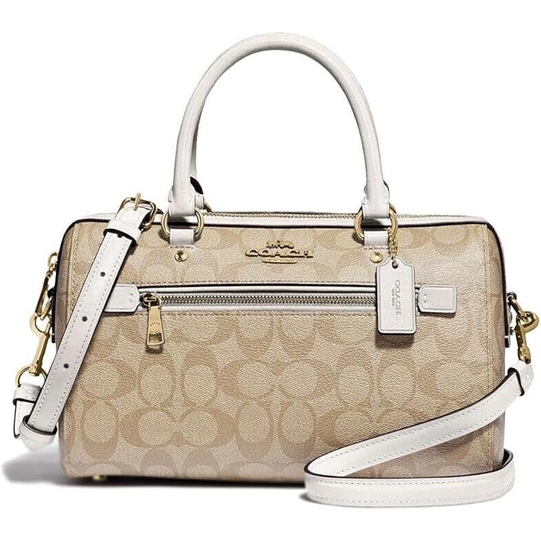 Coach Rowan Satchel in Signature Canvas Light Khaki - Chalk