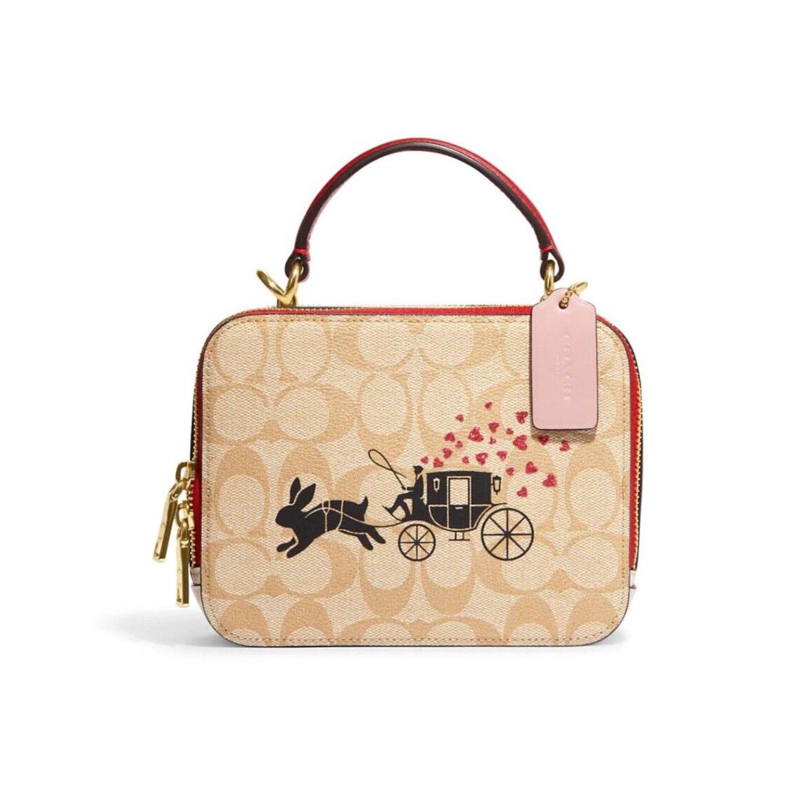 Coach Box Crossbody In Signature Canvas with Rabbit and Carriage CE609