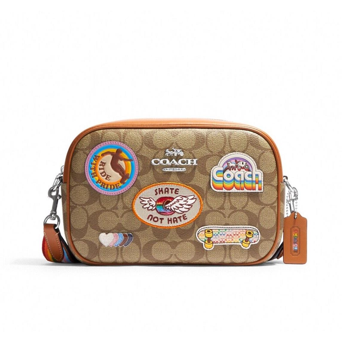 Coach Jamie Camera Bag In Signature Canvas with Pride Patches Khaki Multi CJ605