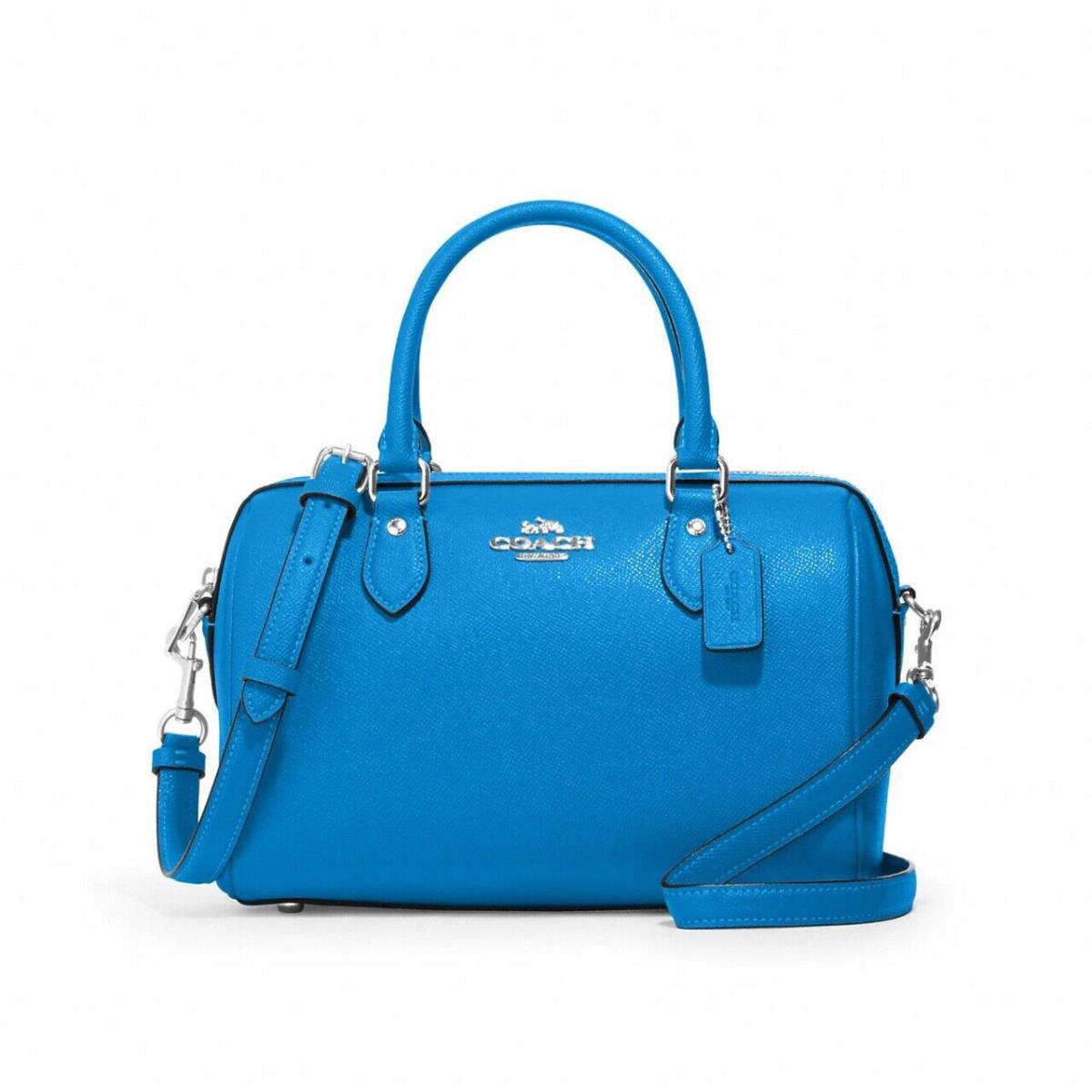 Coach Women`s Leather Rowan Satchel Crossbody Handbag Electric Blue CH282